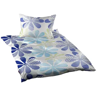 Gerald Wittmann Bettwäsche 140x200 cm + 70x90 cm, Baumwolle Renforce, Blumen Blau