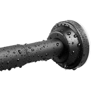 Mattschwarze Duschvorhangstange, 101,6-180,6 cm, ohne Bohren, verstellbare Spannung, Duschvorhangstangen für Badezimmer, Edelstahl-Metallfeder-Duschstange, 2,5 cm Durchmesser, rutschfest, kein Rost