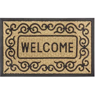 HANSE HOME Kokos & Gummi Fußmatte für Innen und Außen - Outdoor Schmutzfangmatte Natur, Kokosmatte Outdoor Welcome, Wetterfest und rutschfest für Flur, Terrasse, Eingangsbereich - 45x75cm