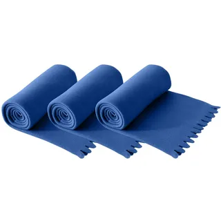 wometo 3er Set Wave Fleecedecke 120x160 Oeko-TEX ca. 300g blau | weiche Fleece Decke mit geschnittenem Wellenrand und Anti-Pilling, im praktischen 3er Set