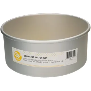 Wilton Runde Backform Extra Tief -Kuchenform für Höhe Kuchen Tortenform Backblech mit extra hohem Rand - Ø 22,5 x 10 cm, Silber