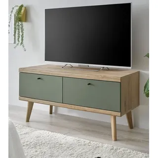 furn.design Juna TV-Lowboard 107 x 50 cm Salbeigrün/Eiche Holz