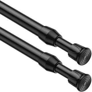 AIZESI Vorhangstange Ohne Bohren 68 Bis 97cm Klemmstange FüR Gardinen, 2 StüCk Vorhangstange Klemmstange, Teleskopstange Spannstange Gardinenstange Zum Klemmen FüR Fenster, TüR, KüChe(Schwarz)