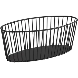 APS „Urban“ runder Metallgitter Korb, Stabiler Gitterkorb, (L x B x H) 30 x 14 x 12 cm, Brotkorb, Obstkorb, Gemüsekorb, stapelbar, schwarz, spülmaschinengeeignet