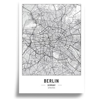 Poster Stadtplan A2 | Moderne minimalistische wandbild Stadtkarten | Schwarz Weiß deko haushalt |w anddeko Kunstdrucke für Wanddekoration weltkarte | Geschenk fur haus | Papier 250gr