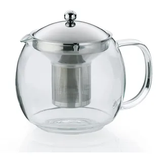 Kela Teekanne mit Siebeinsatz, Teekanne Glas 1,5 l CYLON, Glaskanne für losen Tee und Teebeutel, Teebereiter
