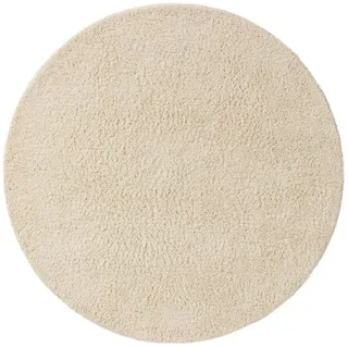 benuta Pure Wollteppich rund Berber Cream ø 200 cm rund , Creme , Textil , Rauten , Rund , 200x200 cm , Care & Fair, Handmade in India , pflegeleicht , Teppiche und Böden, Teppiche, Schafwollteppiche