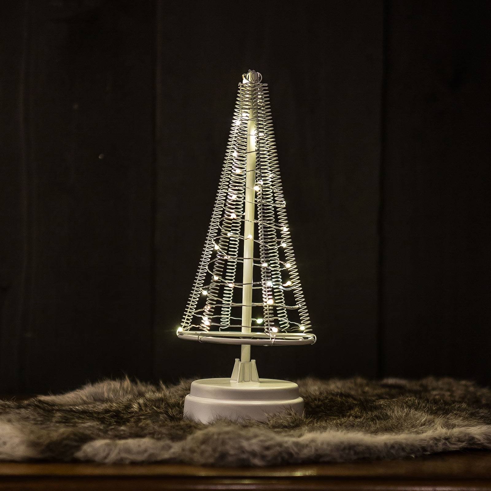 Bild von LED Weihnachtsbaum 40 LED innen 25cm Metall silber Höhe 26 cm