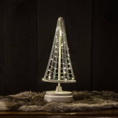 Bild LED Weihnachtsbaum 40 LED innen 25cm Metall silber Höhe 26 cm