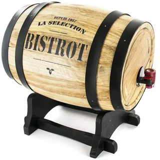 Bistrot Bistro kv7166 Dispenser Wein Fass Holz farblich sortiert 27 x 21,5 x 27,5 cm 3 l