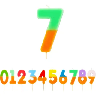 Talking Tables Orange und Grün Kerze Zahl 7 für Kuchen | Bunte Geburtstagstortenaufsatz Dekorationen für Kinderparty, Jungen 7., 17., Mädchen, Jahrestag, Meilenstein