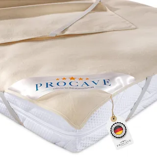 PROCAVE Matratzen-Auflage aus 100% Baumwolle, Natur-Matratzenschoner atmungsaktiv, hochwertige Moltonauflage als Matratzenschutz, Premium Qualität Made in Germany 100x200 cm
