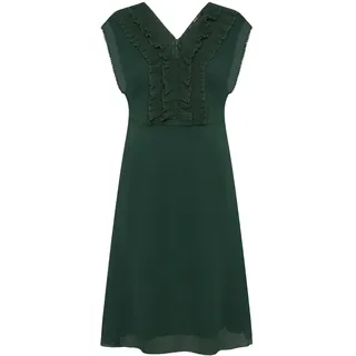 Chiffonkleid ZERO "Chiffonkleid mit Rüschen", Damen, Gr. 34, EURO, grün (grün forest), Obermaterial: 100% Polyester PES., Kleider Chiffonkleid