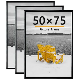 Baoee 3 Pack 50x75 Bilderrahmen, 50x75 Bilderrahmen Weiß für Fotogalerie - Einschubstreifen, horizontale oder vertikale Wandmontage