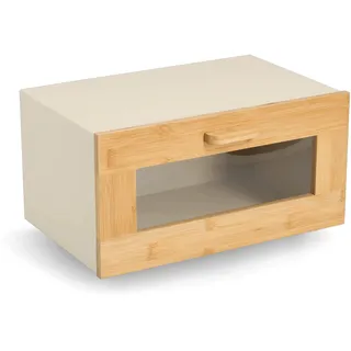 Zeller Brotkasten Metall/Bambus Beige