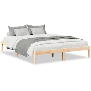 vidaXL Massivholzbett Extra Lang Ohne Matratze 140/220 Kiefernholz , Braun , Holz , 140x220 cm , Schlafzimmer, Betten