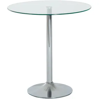 Homcom Esstisch, Runder Küchentisch mit Tischplatte aus Glas, Ø70 x 74,5 cm , Silberfarben , Metall , 70x74.5x70 cm , Esszimmer, Esstische