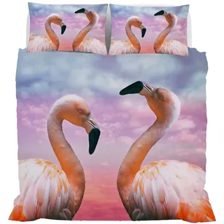 Italian Bed Linen Bettbezug aus Mikrofaser mit Digitaldruck Goodnight, Flamingo, Doppelbett