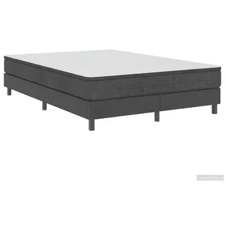 vidaXL Boxspring-Bettgestell Grau Stoff 140x200 cm - Grau