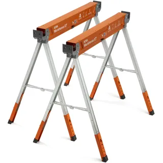 Bora Arbeitsböcke mit robustem Stahlrahmen, Arbeitsbock 2er set. Unterstellblock mit Metallbeine und 2x4 Halterung - PM-3360T