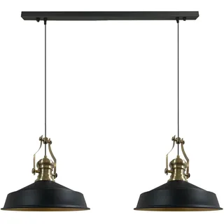 bamyum Neo-Asletl Pendelleuchte Esstisch Schwarz 2 Flammig Metall 40cm, Hängelampe Wohnzimmer, Hängelampe Industrial Vintage, Küchenlampe Vintage Schwarz, Esstischlampe