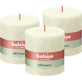 Bolsius Rustik Stumpenkerze 10 x 10 cm 3 St. elfenbein