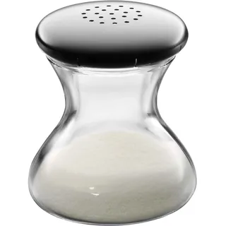 WMF Wagenfeld Salzstreuer 4,5 cm, Max und Moritz, Glas, Cromargan Edelstahl mattiert, spülmaschinengeeignet