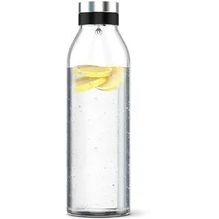 Emsa Flow Bottle Karaffe 1,3 l, Glas/Edelstahl, Einsteckdeckel mit automatischer Öffnung, tropffreier Ausgießer, passend für alle Standard-Kühlschranktüren, N4160600