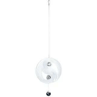 GILDE Girlande XL Windspiel Yin Yang - Deko zum Hängen aus Edelstahl mit 2 Kugeln - Farbe: schwarz - Ø 38 cm Länge Kette 53 cm - Gesamtlänge 108 cm
