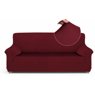 Textilhome Sofa Überzug 2 Sitzer – Moderner Jacquard Sofabezug, Elastische Couch Überzug Sofahusse, Schutz für Hunde & Haustiere, Sofa Cover 130-180 cm. Rot