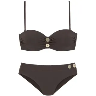 VIVANCE Bügel-Bandeau-Bikini mit edlen Zierknöpfen, braun