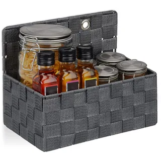 Relaxdays Aufbewahrungskorb hängend Organizer im Bad Flur Schlafzimmer 20 x 25 x 15 cm grau