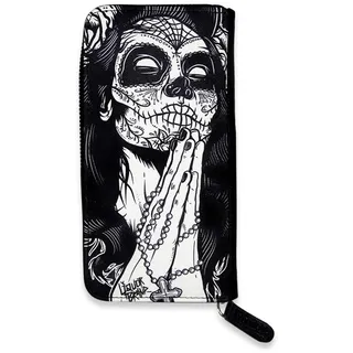 Liquorbrand Gypsy Rose Damen Clutch mit Reißverschluss | Tag der Toten Gothic Rockabilly Dia De Los Muertos Sugar Skull Print