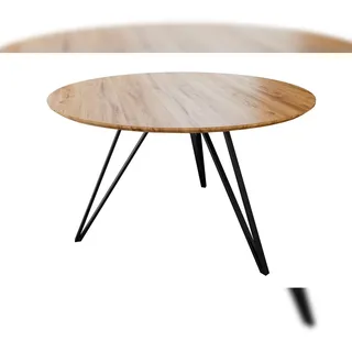 möbelliebling SAM® Runder Esszimmertisch massiv Eiche Schweizer Kante 90 cm Hairpin schwarz DREAM