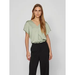 VILA VIELLETTE V-NECK S/S SATIN TOP - NOOS