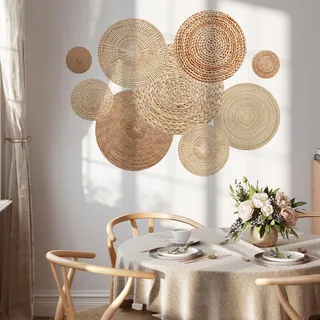 Runtoo Wandtattoo 3D Effekt Korb Wandsticker Boho Kreise Vintage Wandaufkleber Wohnzimmer Schlafzimmer Badezimmer Flur Wanddeko