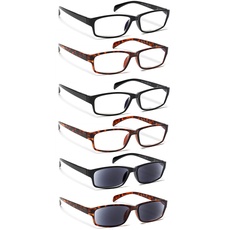 COJWIS Lesebrille 6 Pack herren und Damen Qualität Feder Scharnier Blaulichtfilter Leser Brille(6 Farbe Mischen-6,0.50)