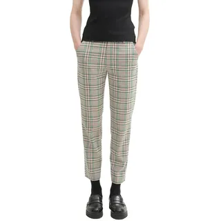 Tom Tailor Denim Damen Cigarette Hose mit Karomuster,35956 - beige Green Check, XXL