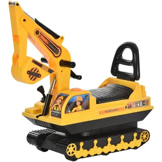 Homcom Kinder Sitzbagger Sandbagger für Kinder mit Schaufel, Hupe für 1,5-4 Jahre , Gelb , Kunststoff , 24x58.5x78 cm , unisex , Spielzeug, Kinderfahrzeuge