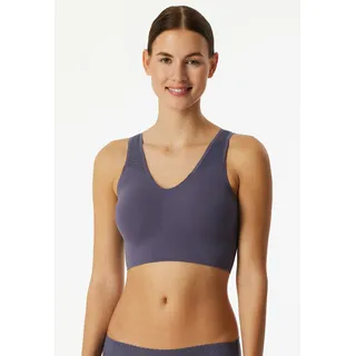 SCHIESSER Bustier SCHIESSER "Invisible Soft Lace", Damen, Gr. 36, N-Gr, 824, indigo, Single Jersey, Obermaterial: 75% Polyamid, 25% Elasthan, BHs Bustier, herausnehmbare Pads, Spitzeneinsatz, V-Ausschnitt