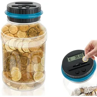 VFANDV Digitale Spardose mit Zähler 1.8L, Münzzähler Groß mit LCD Display Euro Geld Sparen Elektronisch Sparschwein Digital Piggy Bank Coin Bank Sparschwein für Erwachsene und Kindergeschenk