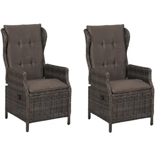 Gardenson Gartensessel-Set , Grau , Metall, Kunststoff , Füllung: Polyurethan (Pur) , Rundrohr , 58x108x69.5 cm , automatische Rückholfunktion , Gartenmöbel, Gartensessel, Gartenstühle