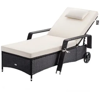 CASARIA Sonnenliege 90 x 165 x 7 cm Schwarz