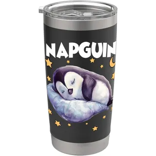 Napguin Pinguin | Pyjama müde Morgenmuffel | Langschläfer Doppelwandiger Edelstahl-Thermobecher