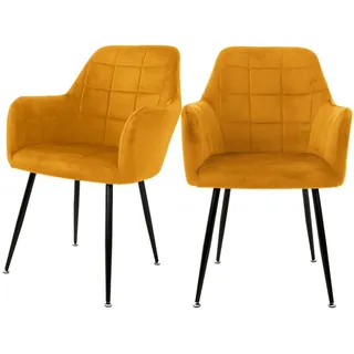 Ml-Design Esszimmerstuhl Samt Gelb 2er Set , Textil , 60x84x58 cm , Esszimmer, Stühle