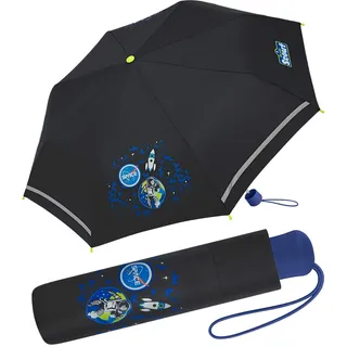 SCOUT Kinder-Taschenschirm mit reflektierendem Streifen Black Galaxy
