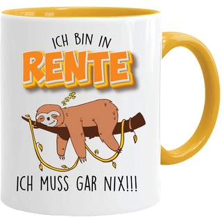 Tasse mit Spruch | Ich bin rente ich muss gar nix | Tasse Faultier Rentner | Witziges zum Ruhestand Geschenk | Renteneintritt für Einsteiger | Rentner Geschenke lustig Pension