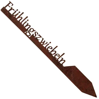 EXTRAVAGANT® Gartenstecker „Frühlingszwiebeln“ Gemüsestecker Gemüseschilder Gemüse Metall Stahl Edelrost wetterfest für Garten Beet Pflanzenschilder Pflanzenstecker Gartenschilder Gartendeko