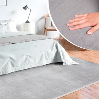 merinos Teppich »Loft 37, Kunstfellteppich« rechteckig 16 mm Höhe weich und kuschelig, Fell Haptik, Anti-Rutsch-Unterseite, grau