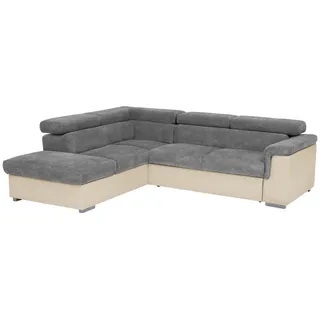 Mid.you Ecksofa , Anthrazit, Braun , Holz, Textil , Buche , L-Form, Ottomane links , 252x217 cm , Wohnzimmer, Sofas & Couches, Wohnlandschaften, Ecksofas